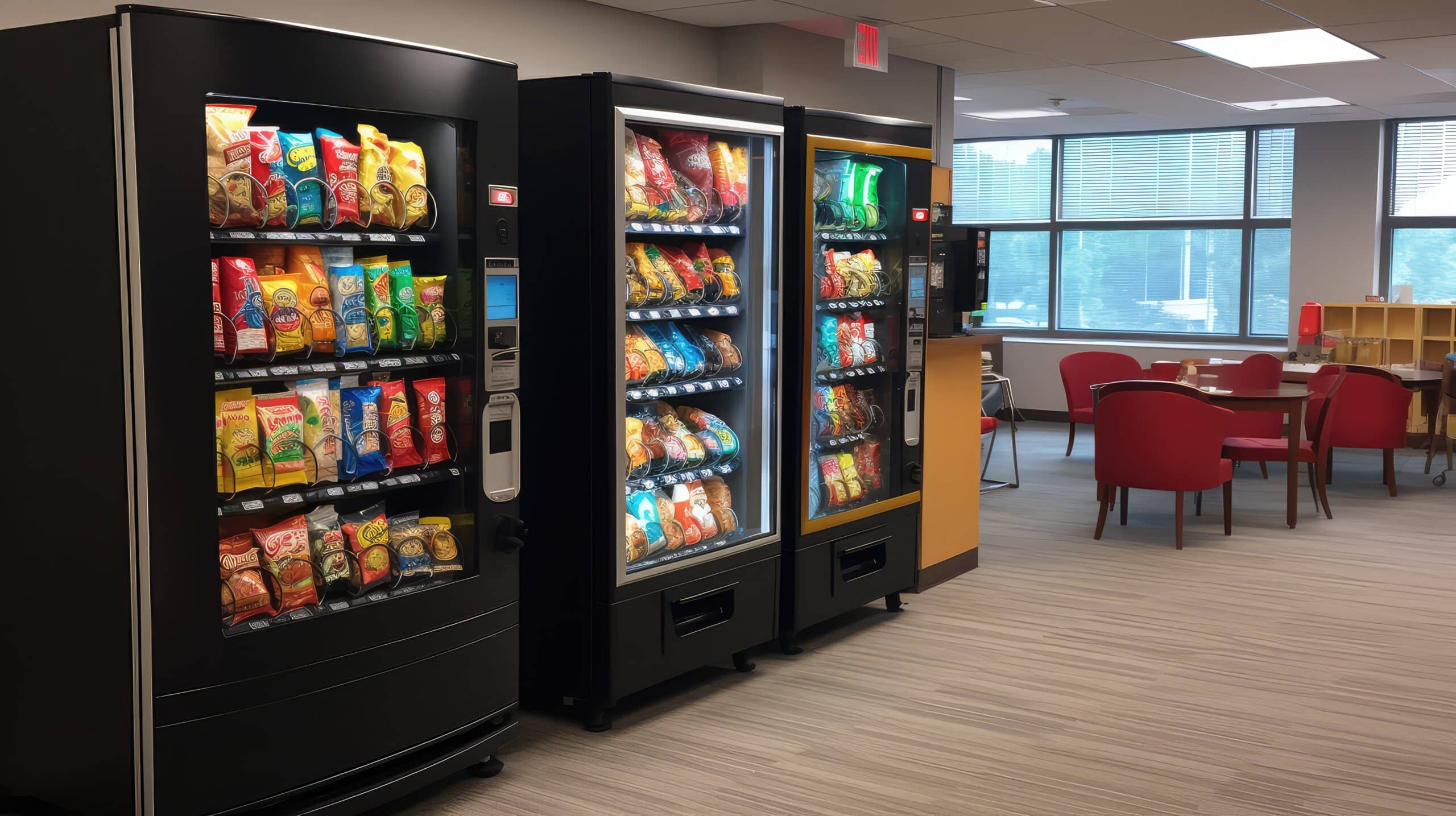 snacks vending machines office illustration drinks chips, candy employees, selection convenience snacks vending machines office